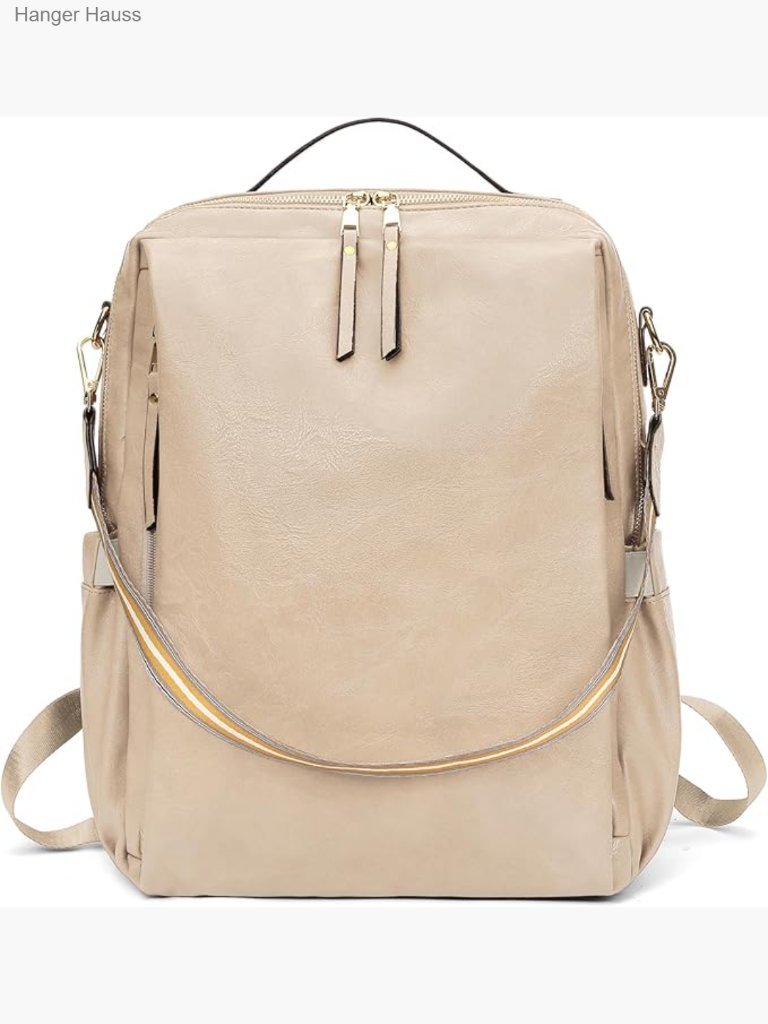 Vegan Leather Laptop Backpack 15.6" Convertible Travel Work Bag